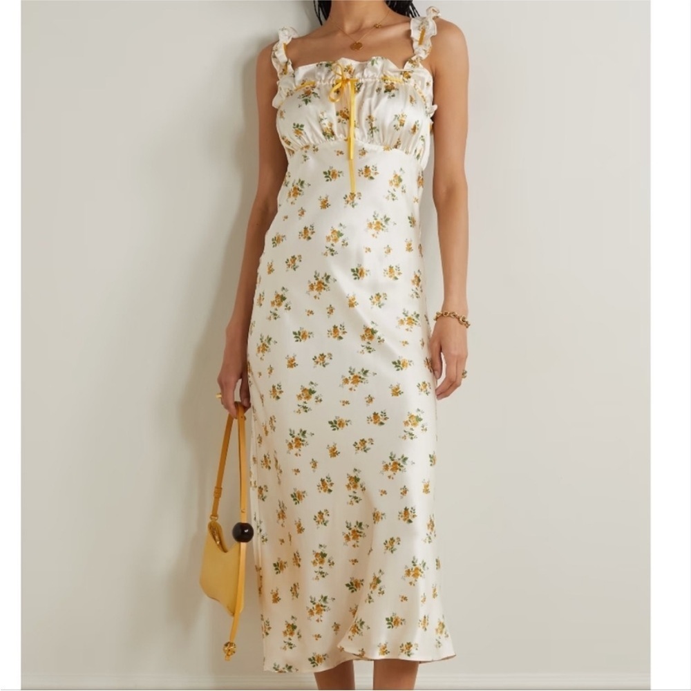 Reformation The Erdem Silk Floral Ruffled Midi Dress
